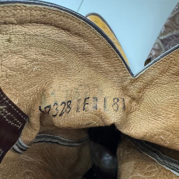 Montana Dorado VTG Ostrich & Leather Cowboy Boots Western Mens 8 Mens Womens 10 - Picture 7 of 8